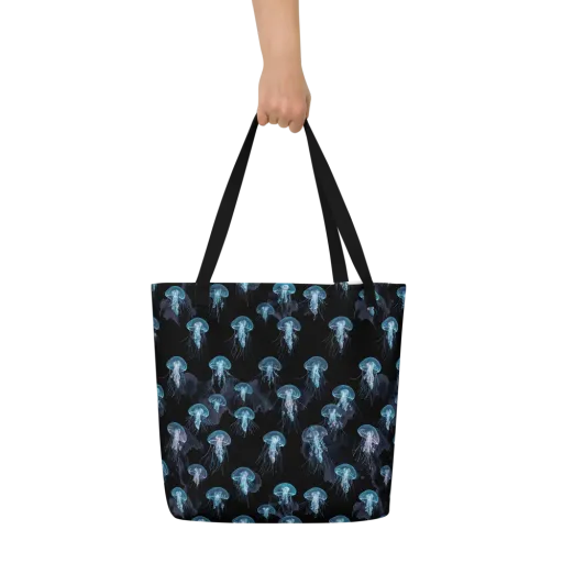 Moonlit Jellyfish on a Large Tote Bag W/ Pocket