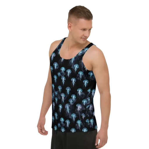 Moonlit Jellyfish on a Men's Tank Top