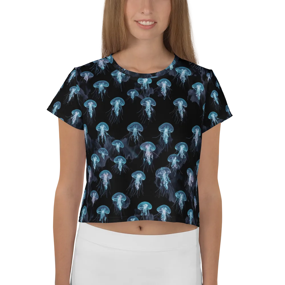 Moonlit Jellyfish on Crop Tee — Front