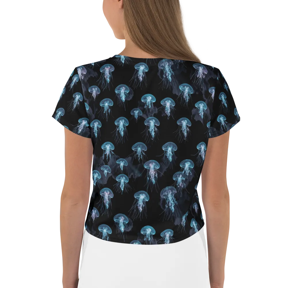 Moonlit Jellyfish on Crop Tee — Back