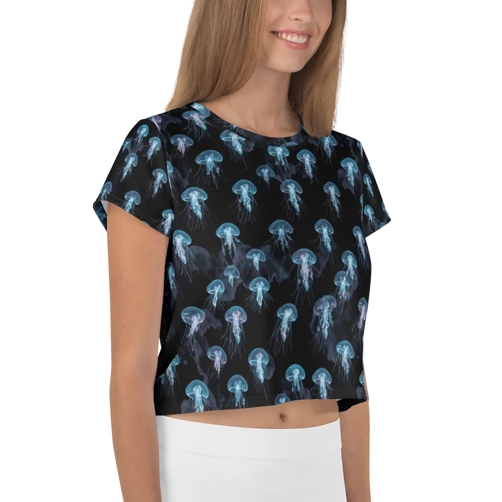 Moonlit Jellyfish on Crop Tee — Right