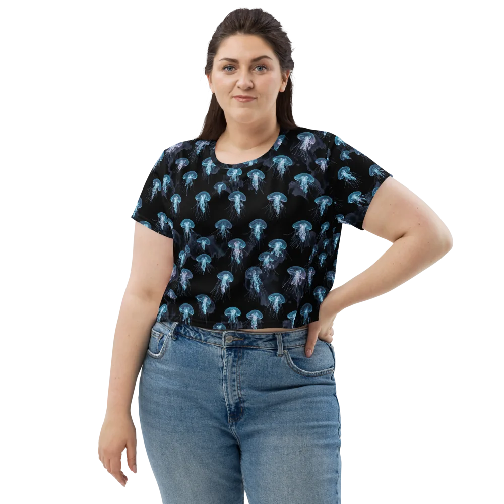 Moonlit Jellyfish on Crop Tee — Front