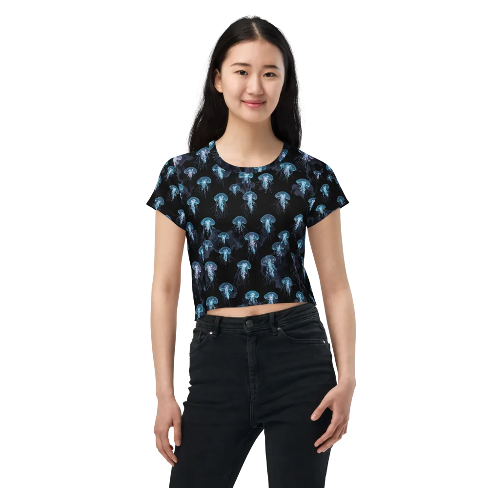 Moonlit Jellyfish on Crop Tee — Front