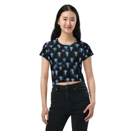 Moonlit Jellyfish on a Crop Tee