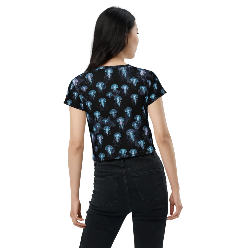 Moonlit Jellyfish on Crop Tee — Back