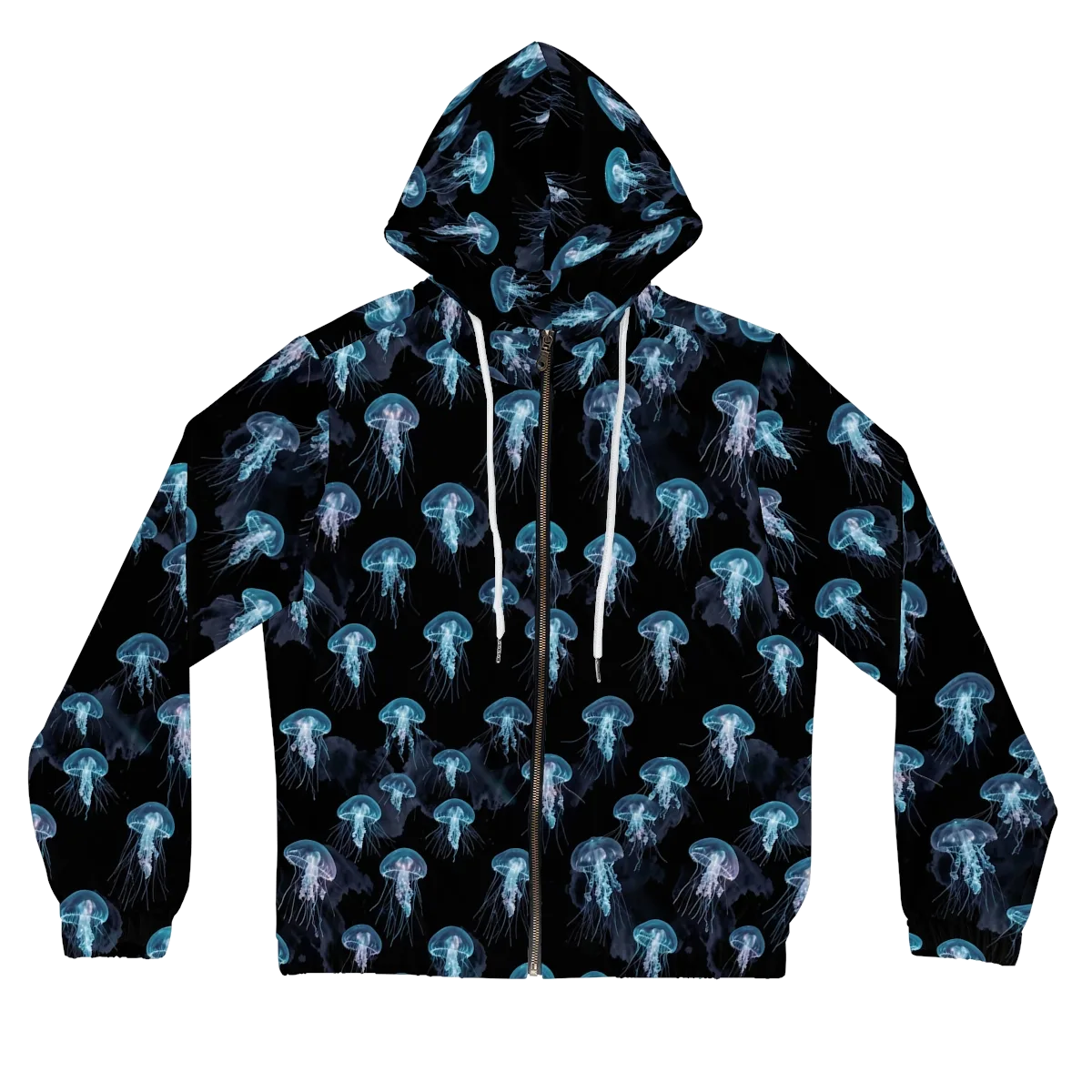Moonlit Jellyfish on Women's Full-Zip Hoodie — Front