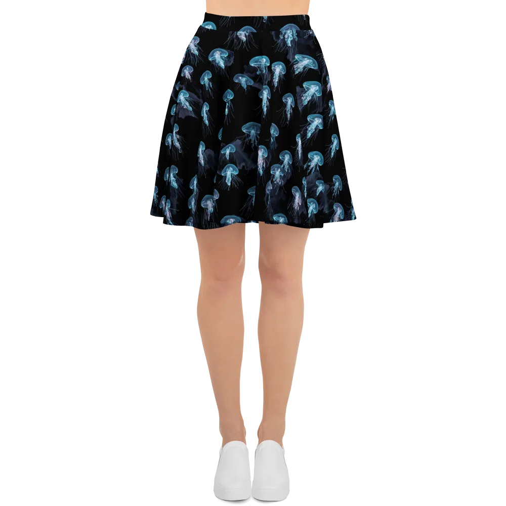 Moonlit Jellyfish on Skater Skirt — Front