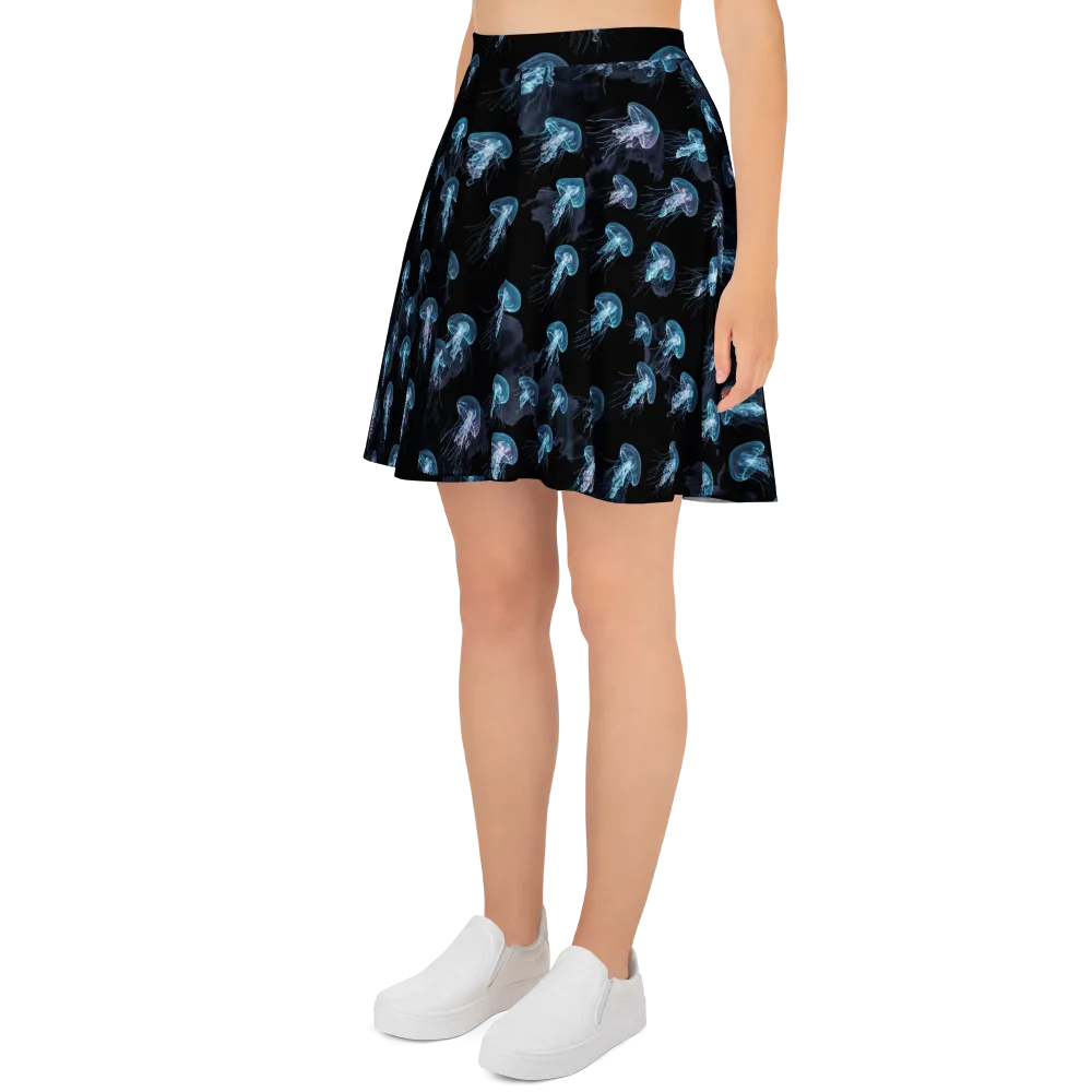 Moonlit Jellyfish on Skater Skirt — Left