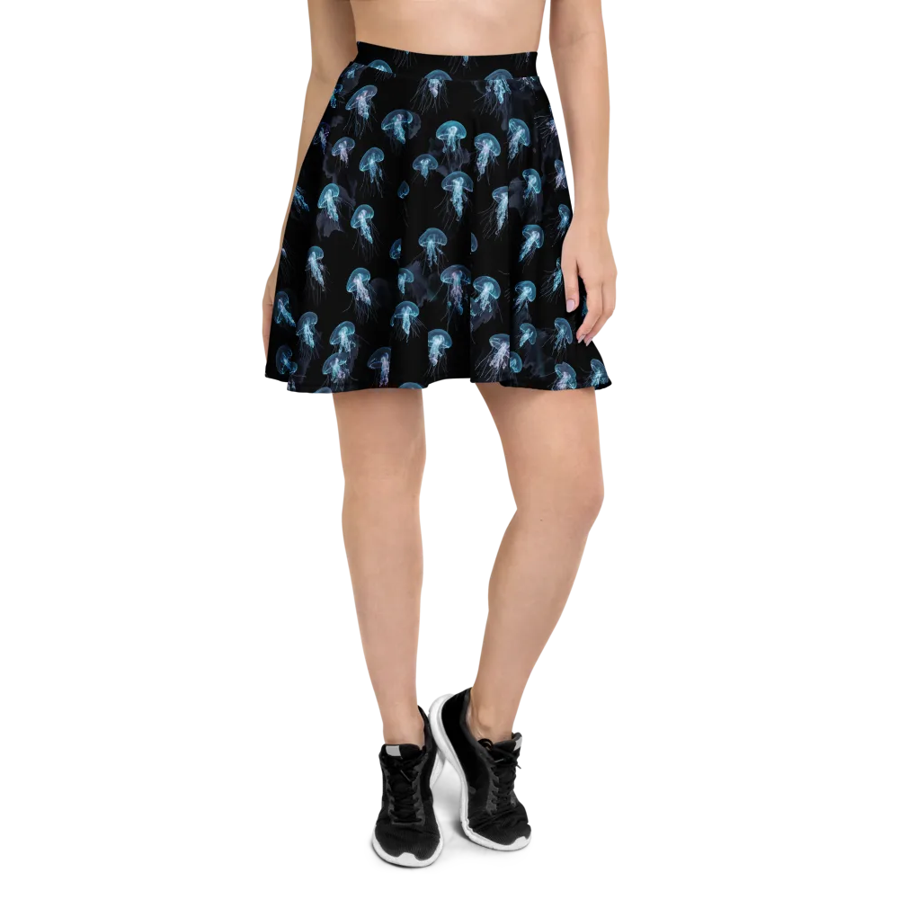 Moonlit Jellyfish on Skater Skirt — Front