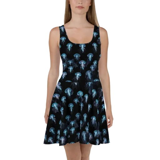 Moonlit Jellyfish on a Skater Dress