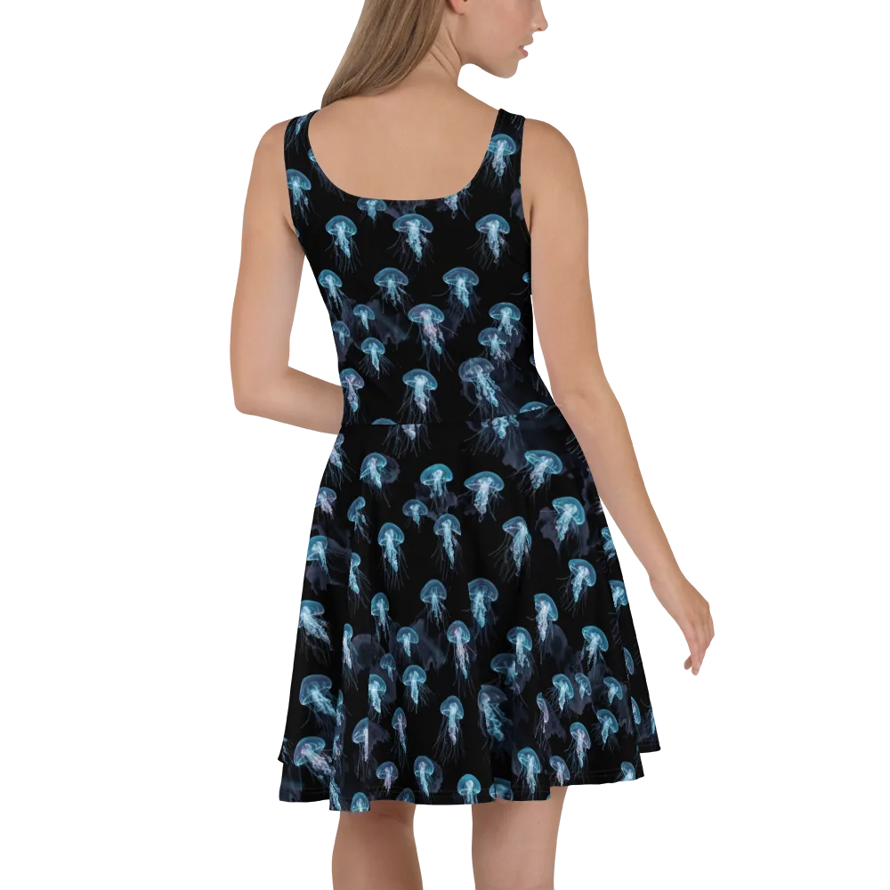 Moonlit Jellyfish on Skater Dress — Back