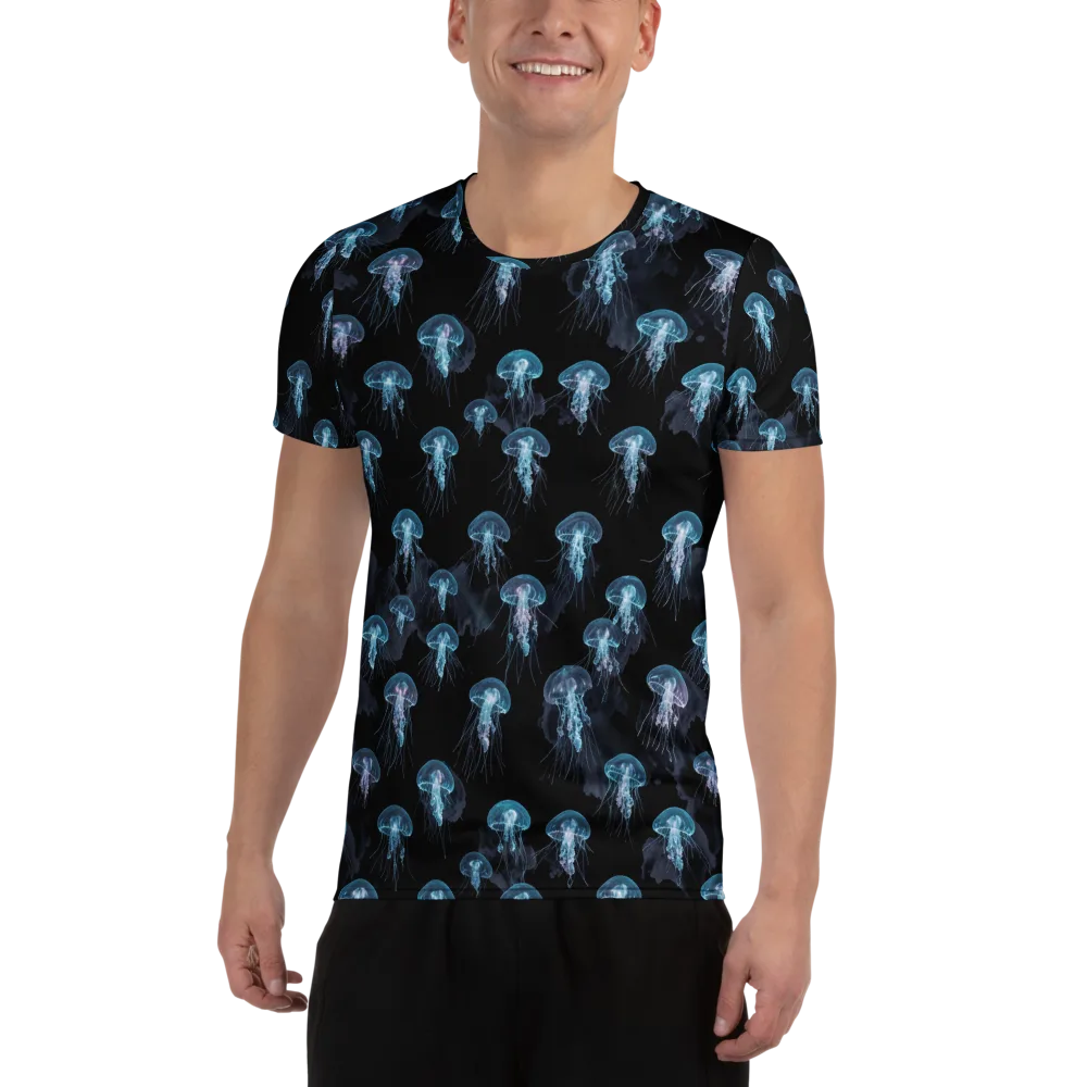 Moonlit Jellyfish on Men's Athletic T-Shirt — Front