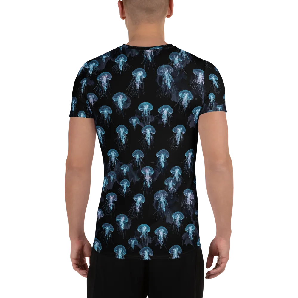 Moonlit Jellyfish on Men's Athletic T-Shirt — Back
