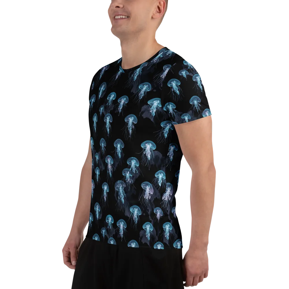 Moonlit Jellyfish on Men's Athletic T-Shirt — Left