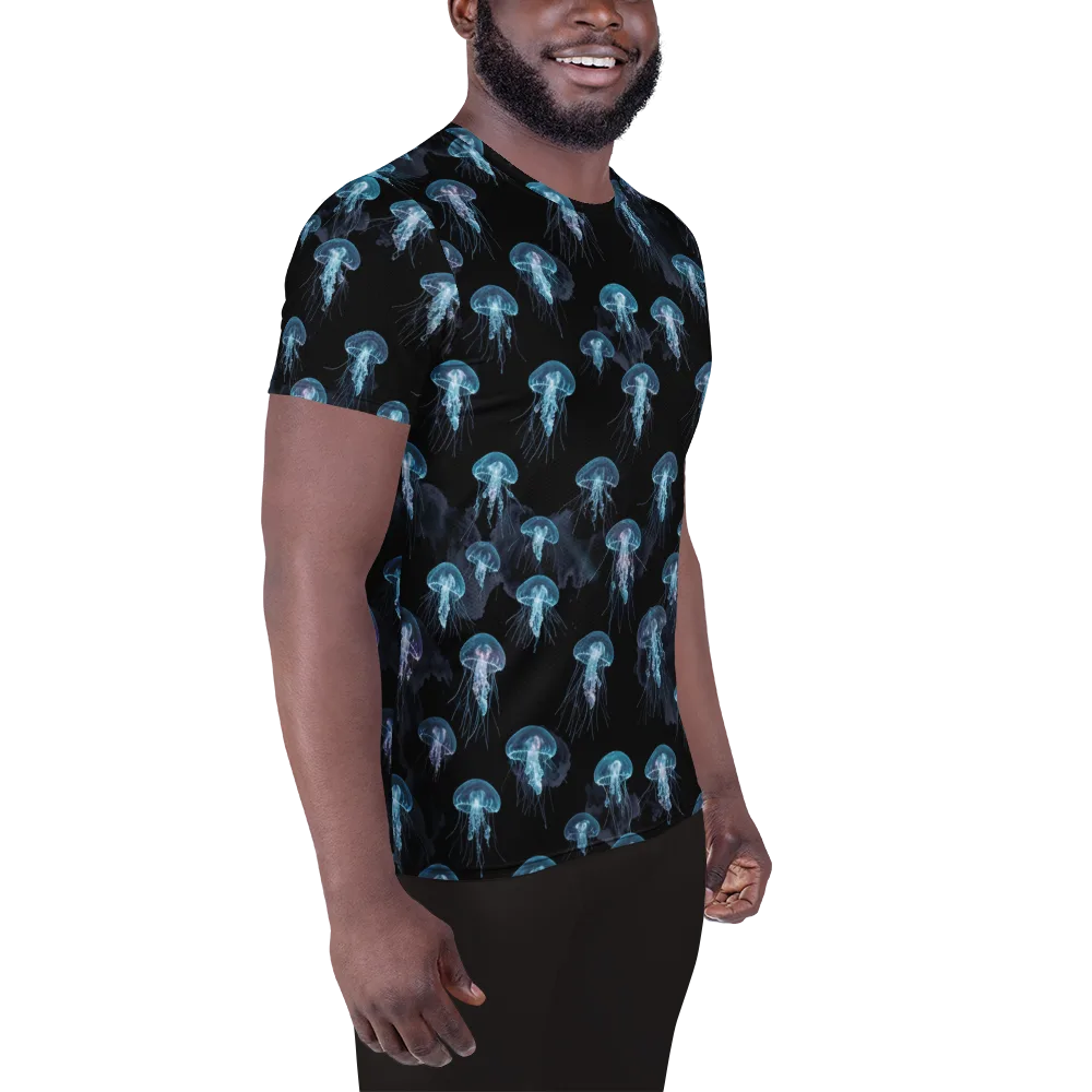 Moonlit Jellyfish on Men's Athletic T-Shirt — Right