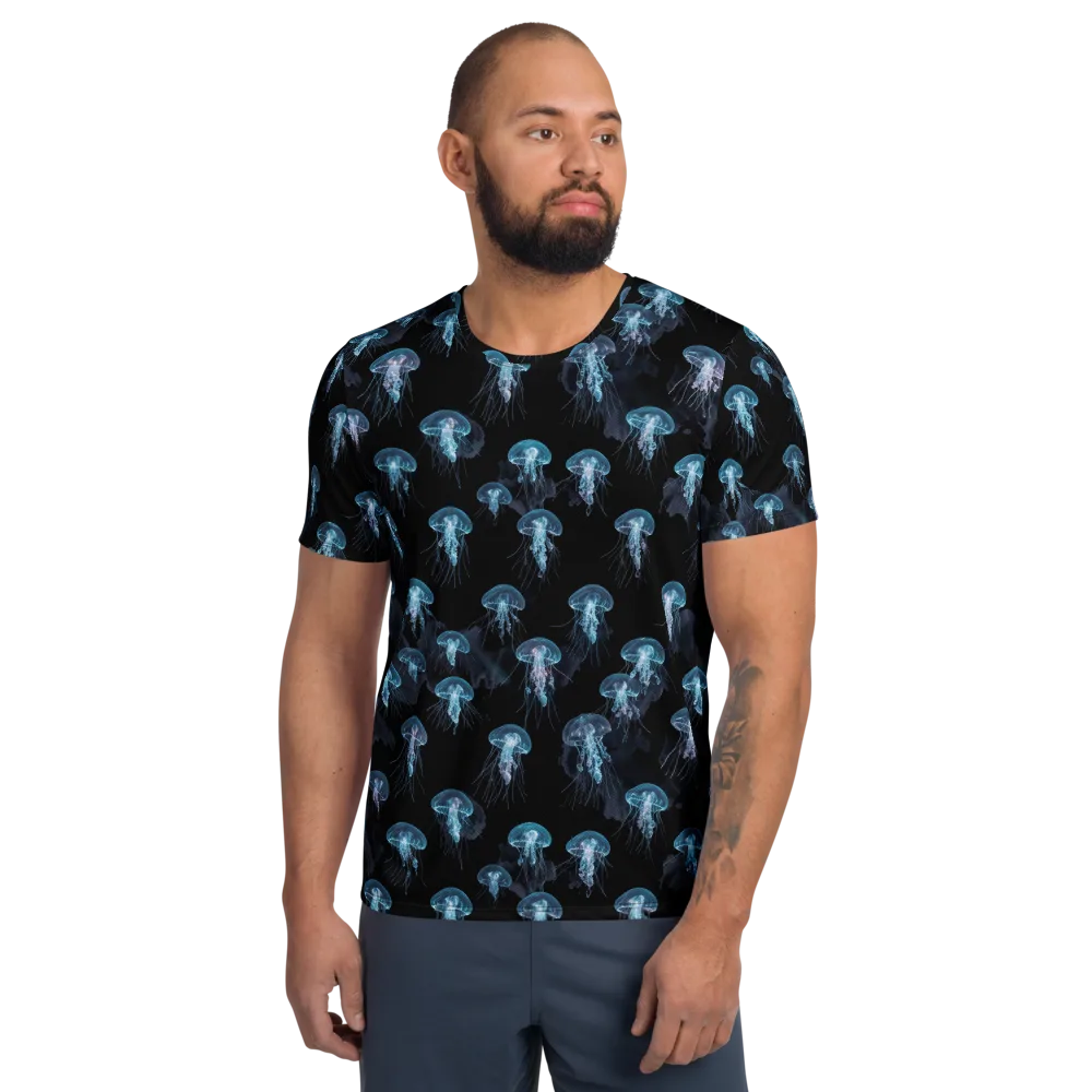Moonlit Jellyfish on Men's Athletic T-Shirt — Front