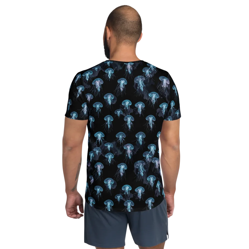 Moonlit Jellyfish on Men's Athletic T-Shirt — Back