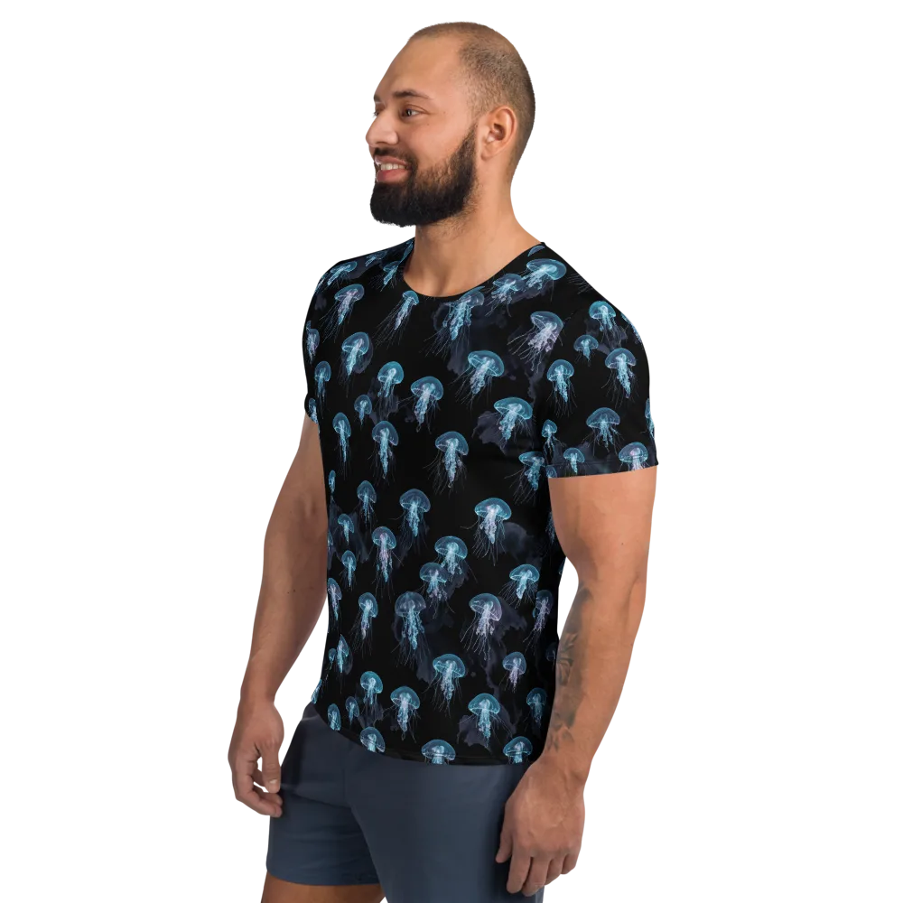 Moonlit Jellyfish on Men's Athletic T-Shirt — Left