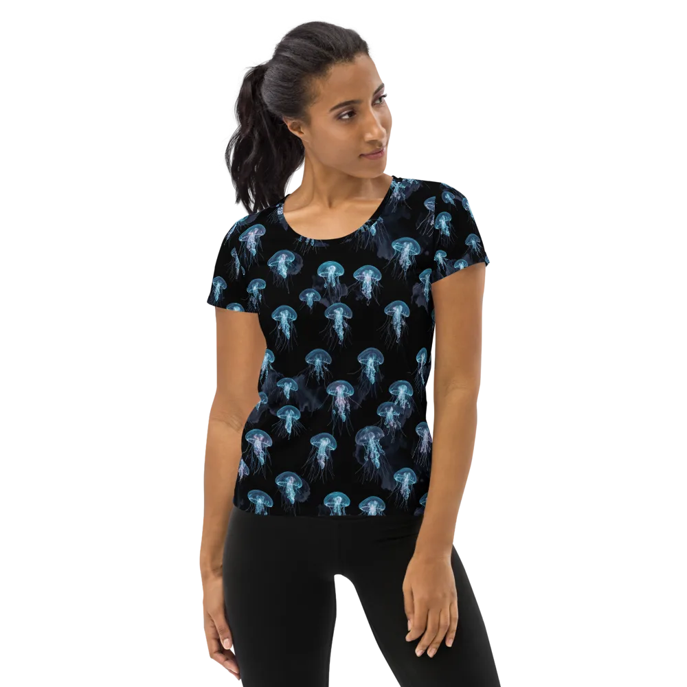 Moonlit Jellyfish on Women's Athletic T-Shirt — Front