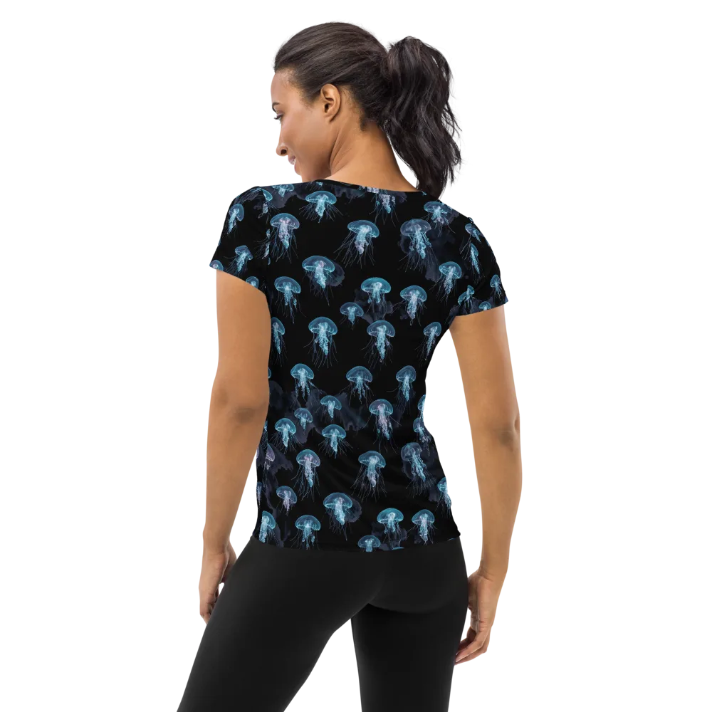 Moonlit Jellyfish on Women's Athletic T-Shirt — Back