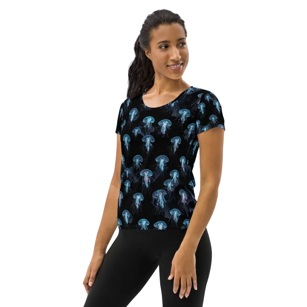 Moonlit Jellyfish on Women's Athletic T-Shirt — Left