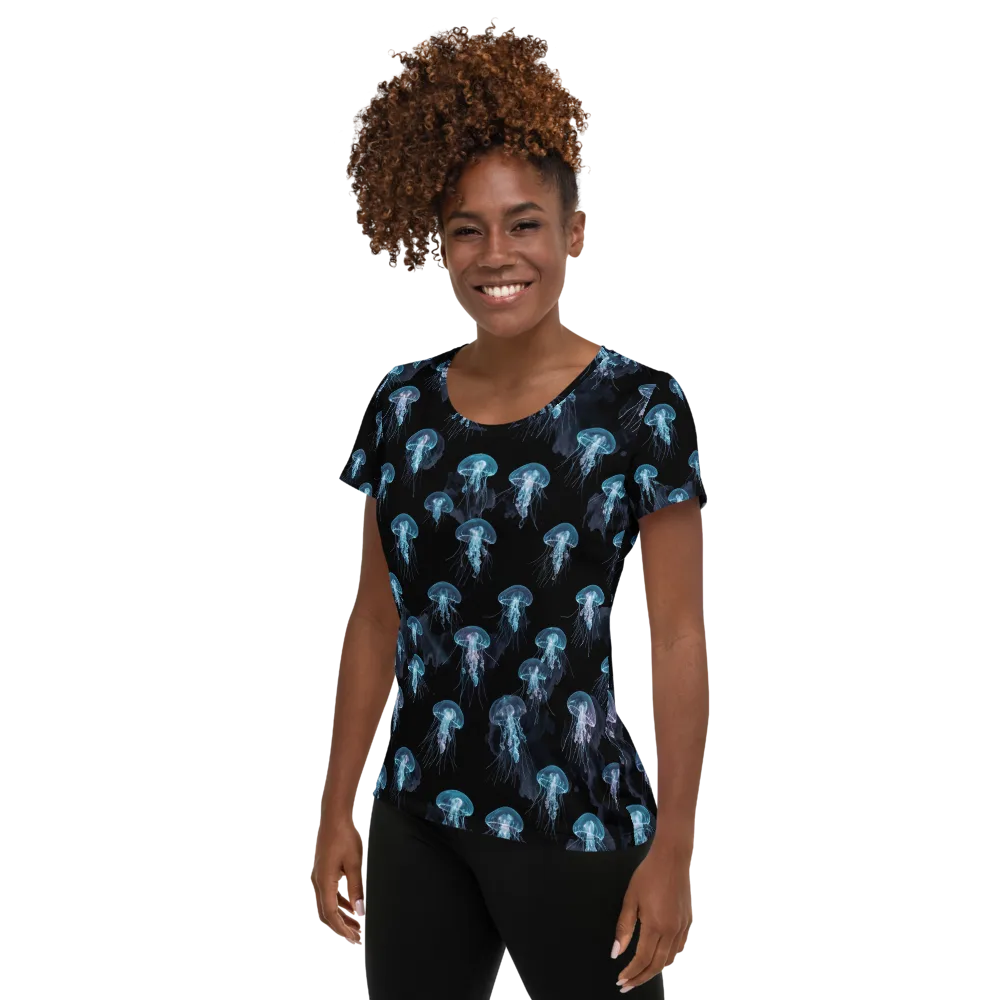 Moonlit Jellyfish on Women's Athletic T-Shirt — Left