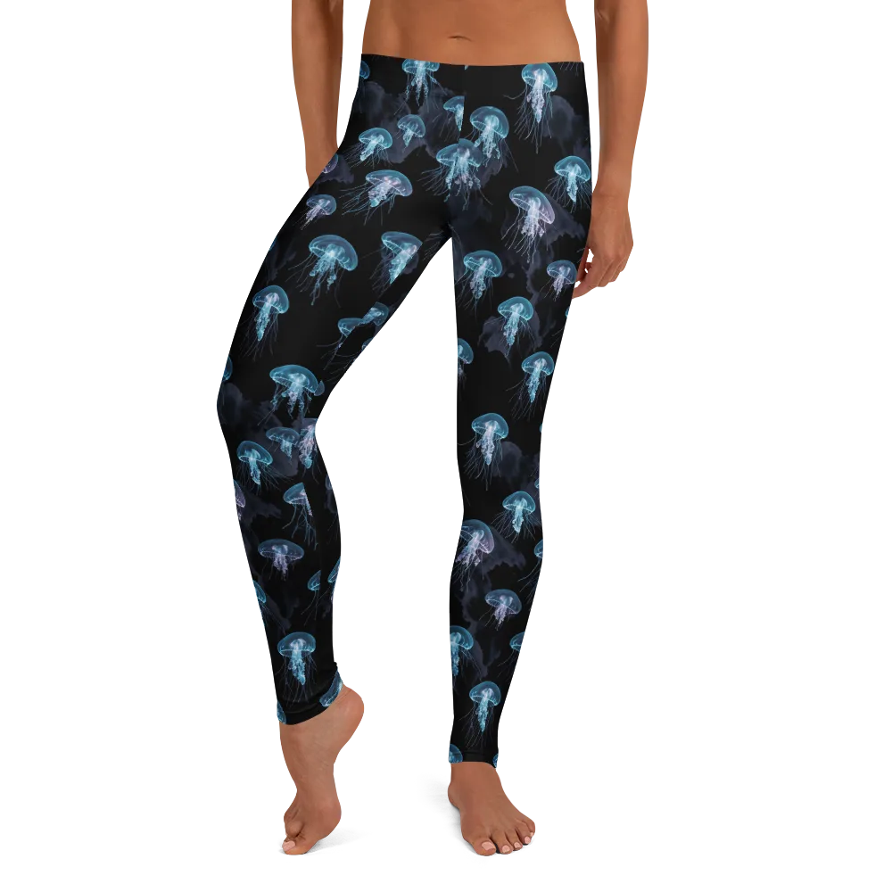 Moonlit Jellyfish on Leggings — Front