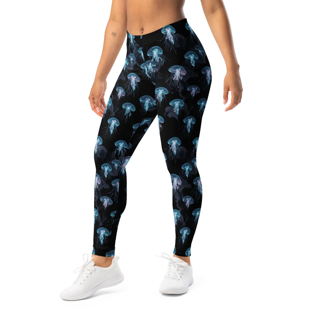 Moonlit Jellyfish on Leggings — Left Front