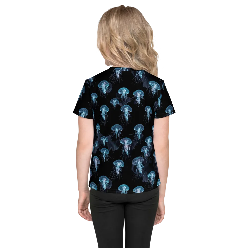Moonlit Jellyfish on Kids Crew Neck T-Shirt — Back