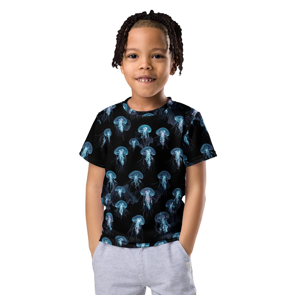 Moonlit Jellyfish on Kids Crew Neck T-Shirt — Front