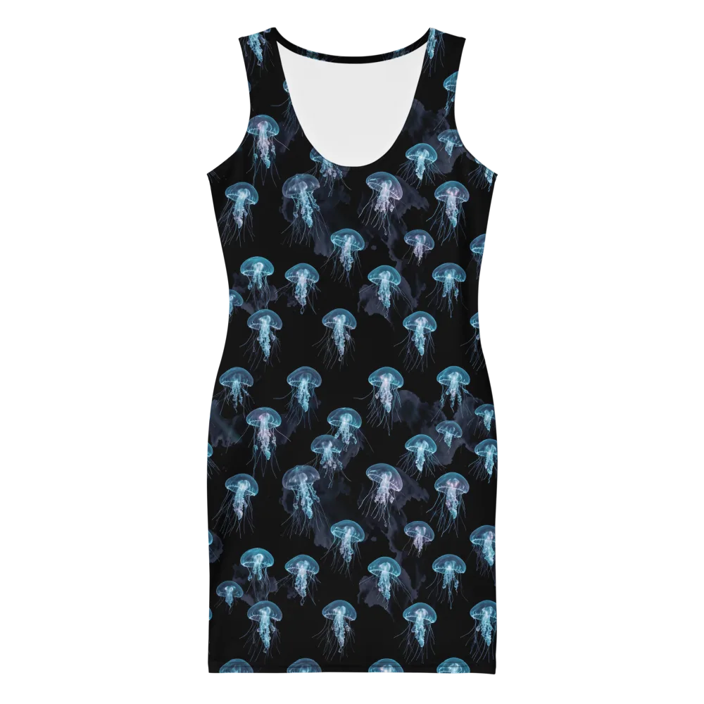 Moonlit Jellyfish on Bodycon Dress — Front