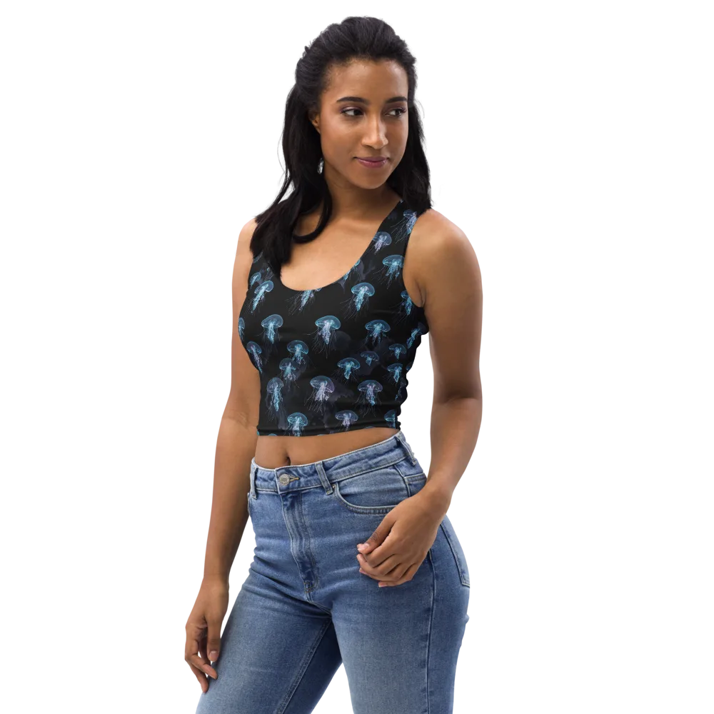 Moonlit Jellyfish on Crop Top — Left Front