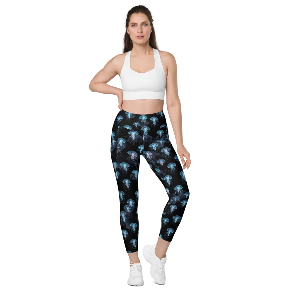 Moonlit Jellyfish on Leggings with Pockets — Front