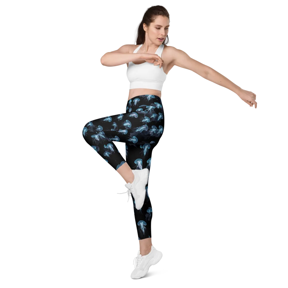Moonlit Jellyfish on Leggings with Pockets — Left Front