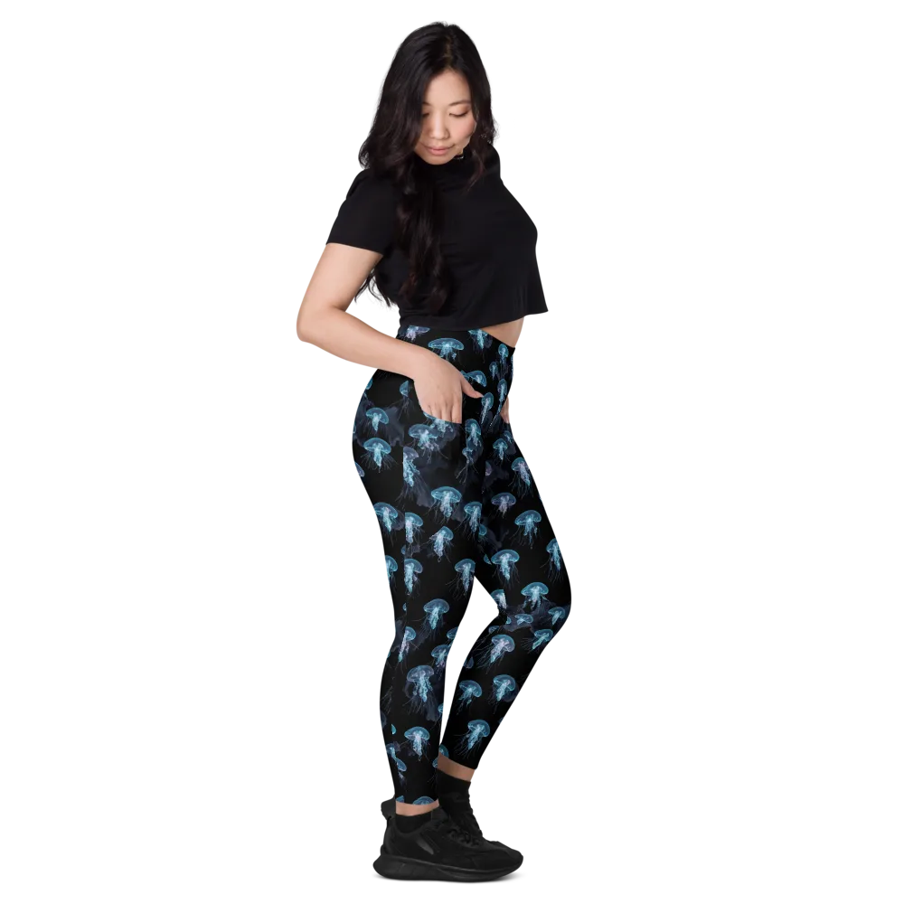Moonlit Jellyfish on Leggings with Pockets — Right