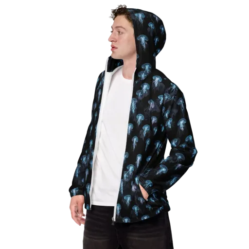 Moonlit Jellyfish on a Men's Windbreaker
