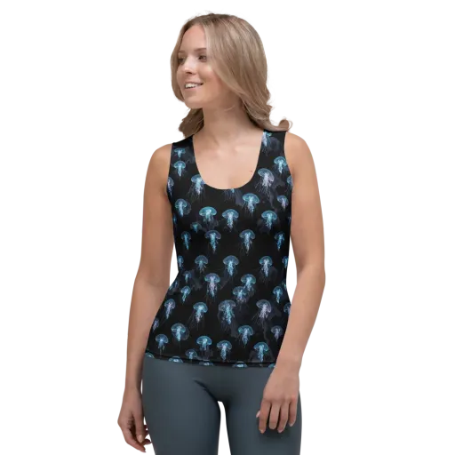 Moonlit Jellyfish on a Women's Tank Top