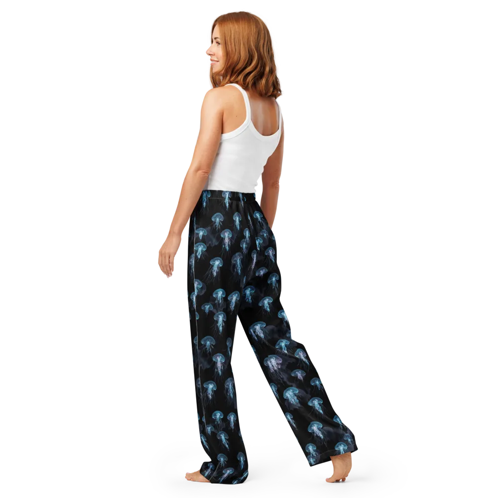 Moonlit Jellyfish on Women's Pajama Pants — Back