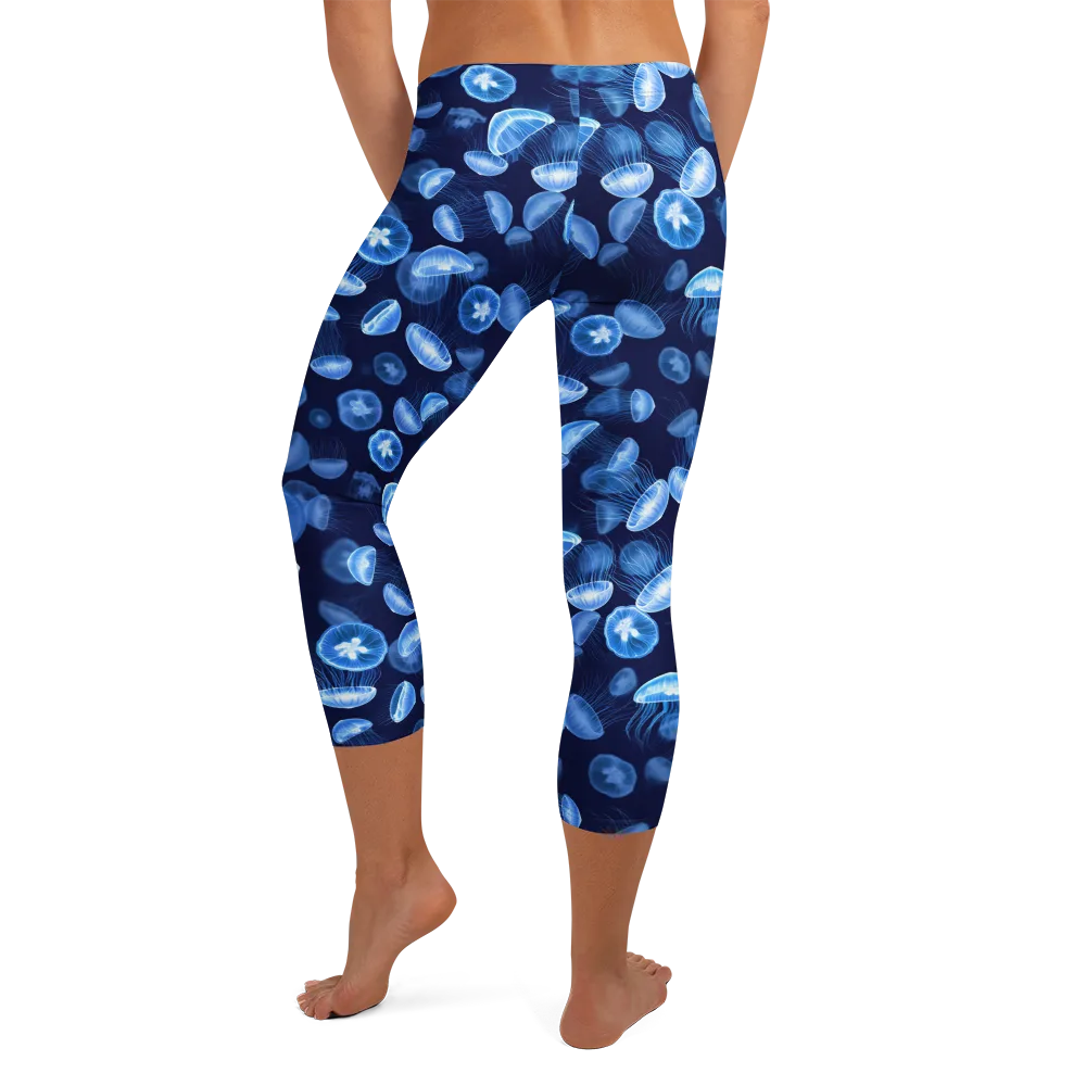 Moonlit Medusae on Capri Leggings — Back