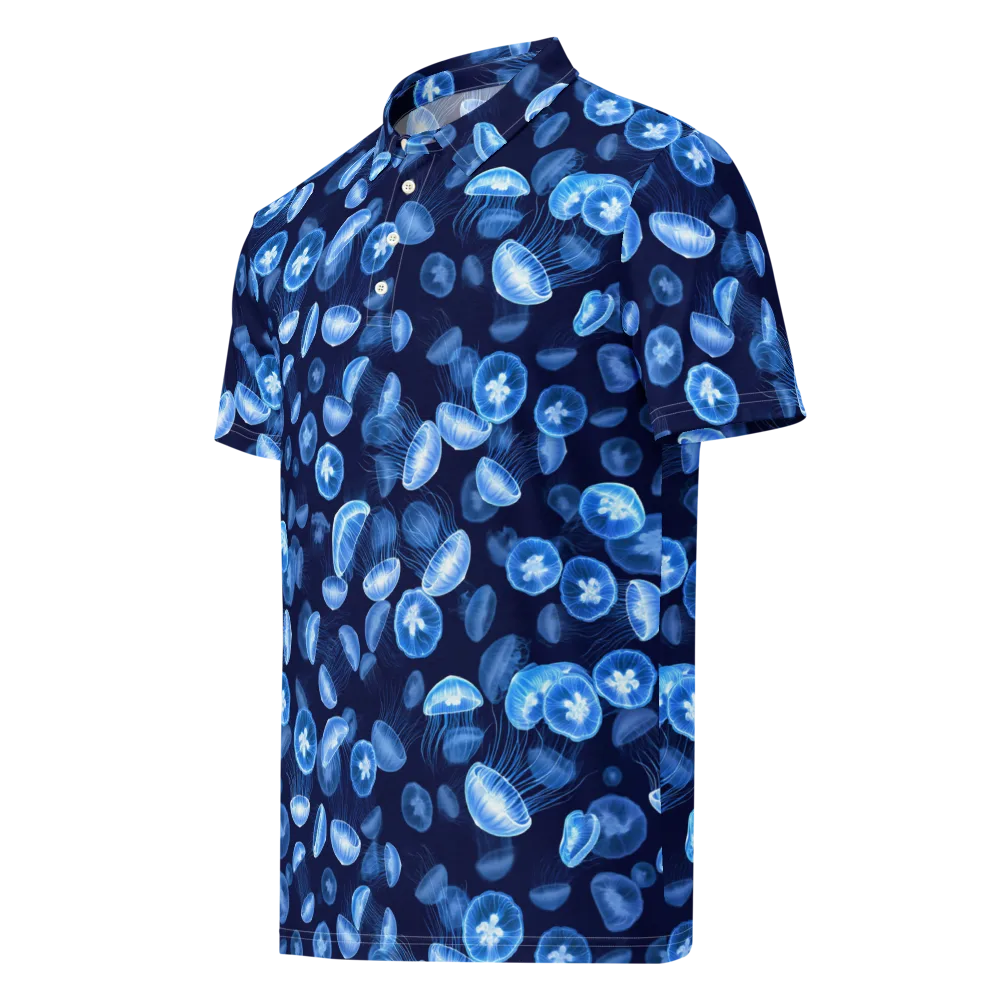 Moonlit Medusae on Men's Slim Fit Polo Shirt — Left Front