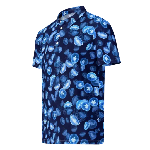 Moonlit Medusae on a Men's Slim Fit Polo Shirt