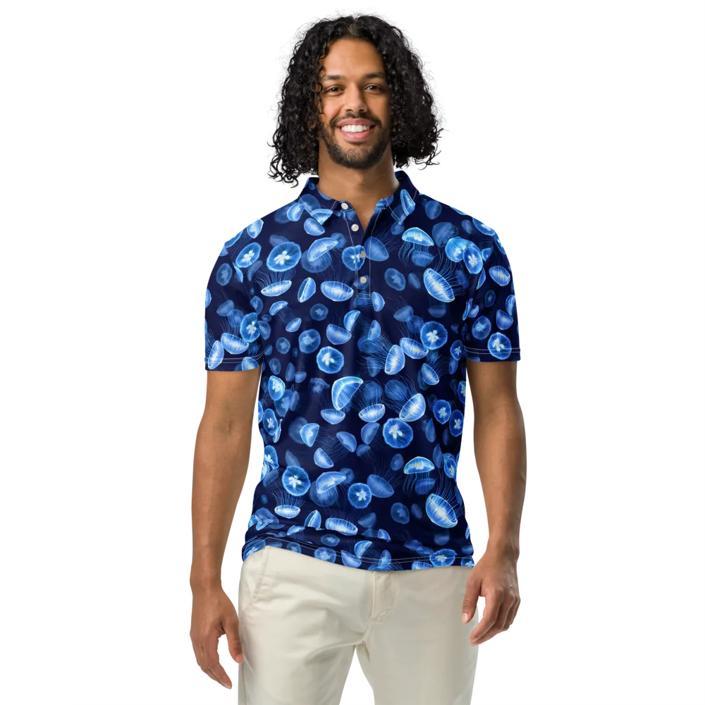 Moonlit Medusae on Men's Slim Fit Polo Shirt — Front