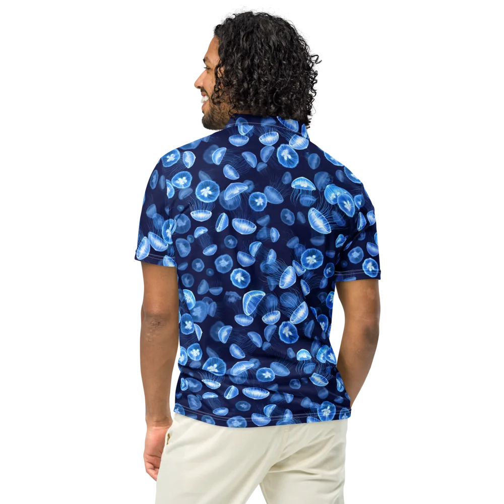 Moonlit Medusae on Men's Slim Fit Polo Shirt — Back