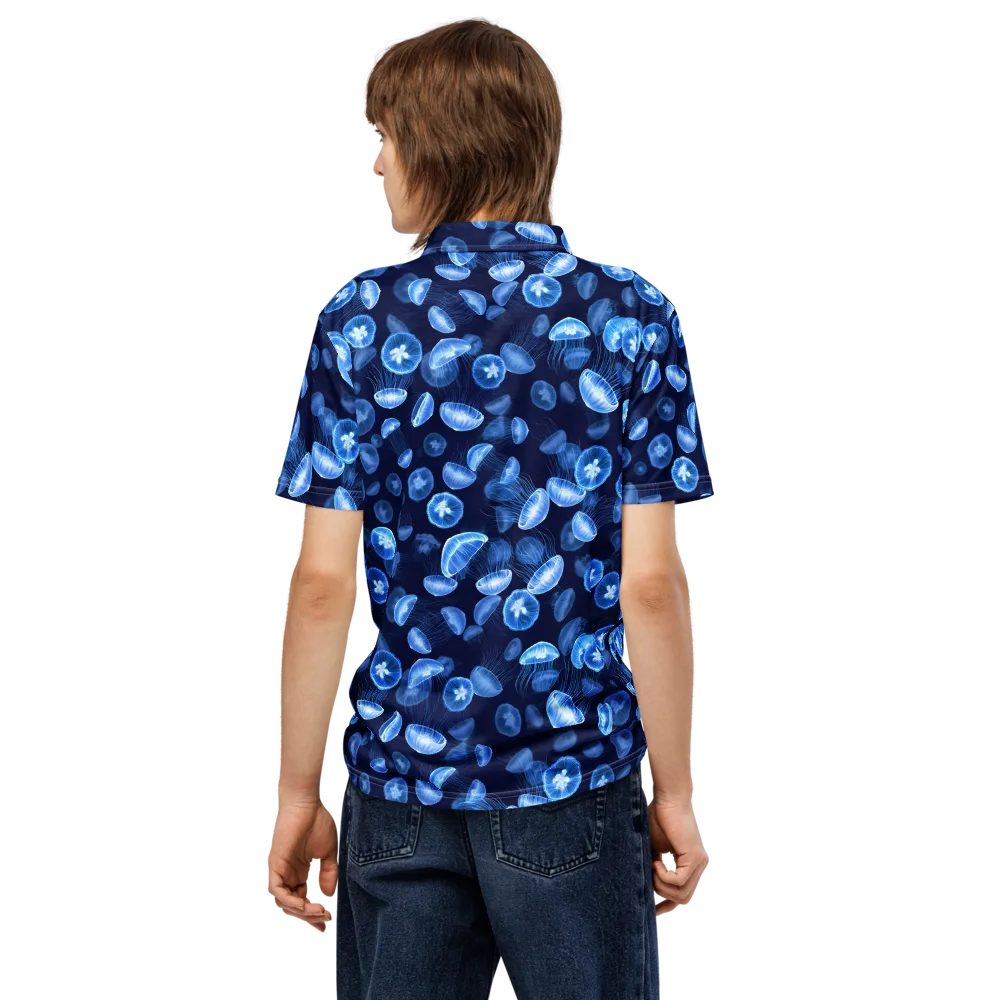 Moonlit Medusae on Men's Slim Fit Polo Shirt — Back