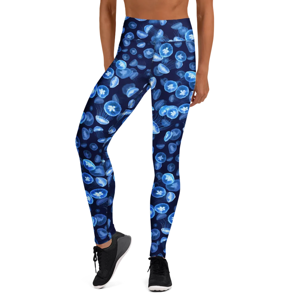 Moonlit Medusae on Yoga Leggings — Front