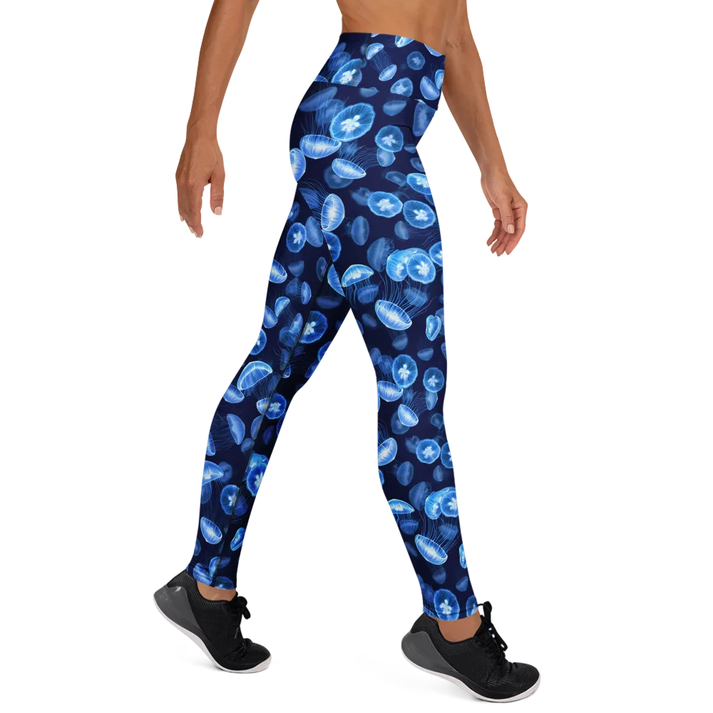 Moonlit Medusae on Yoga Leggings — Right