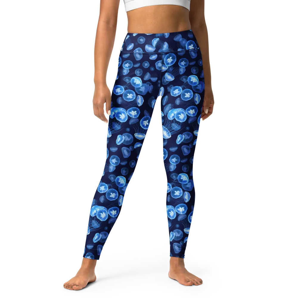 Moonlit Medusae on Yoga Leggings — Front