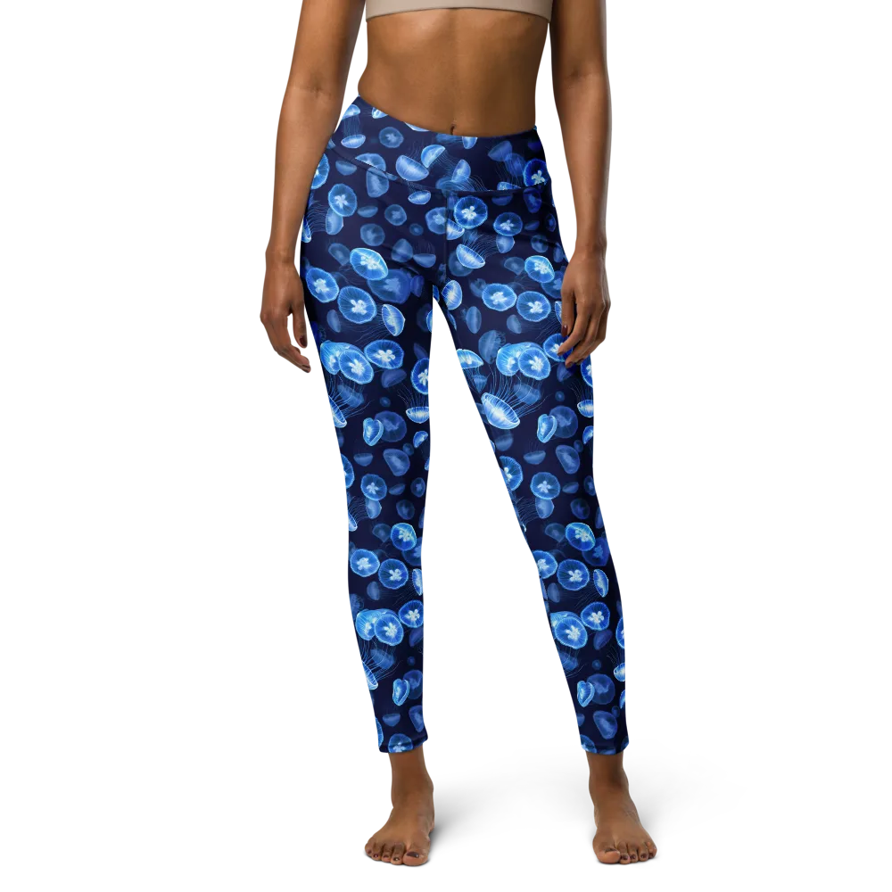 Moonlit Medusae on Yoga Leggings — Front