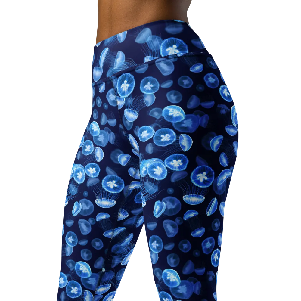 Moonlit Medusae on Yoga Leggings — Left Front
