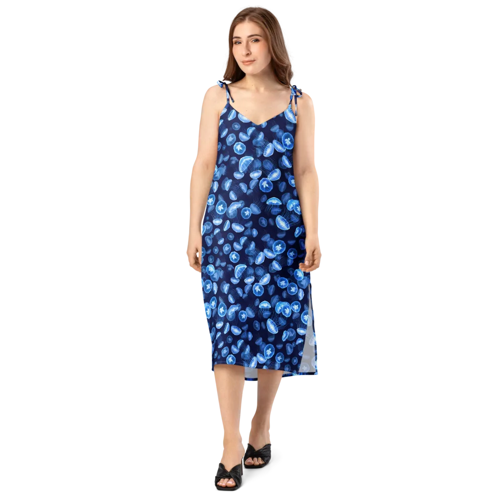 Moonlit Medusae on Slip Dress — Front